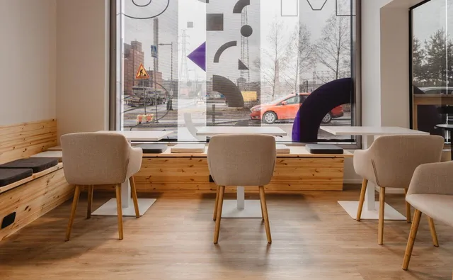 Light-filled event space at M8S Hub in Kalasatama