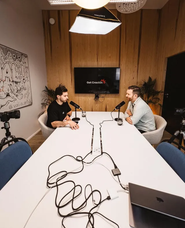Podcast setup in the meeting room